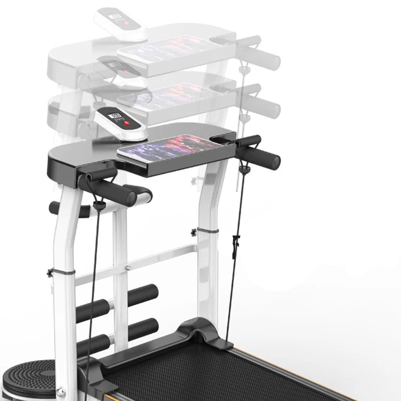 Mechanical Treadmill Foldable Running Machine with Resistance Bands and Twister Disc – White