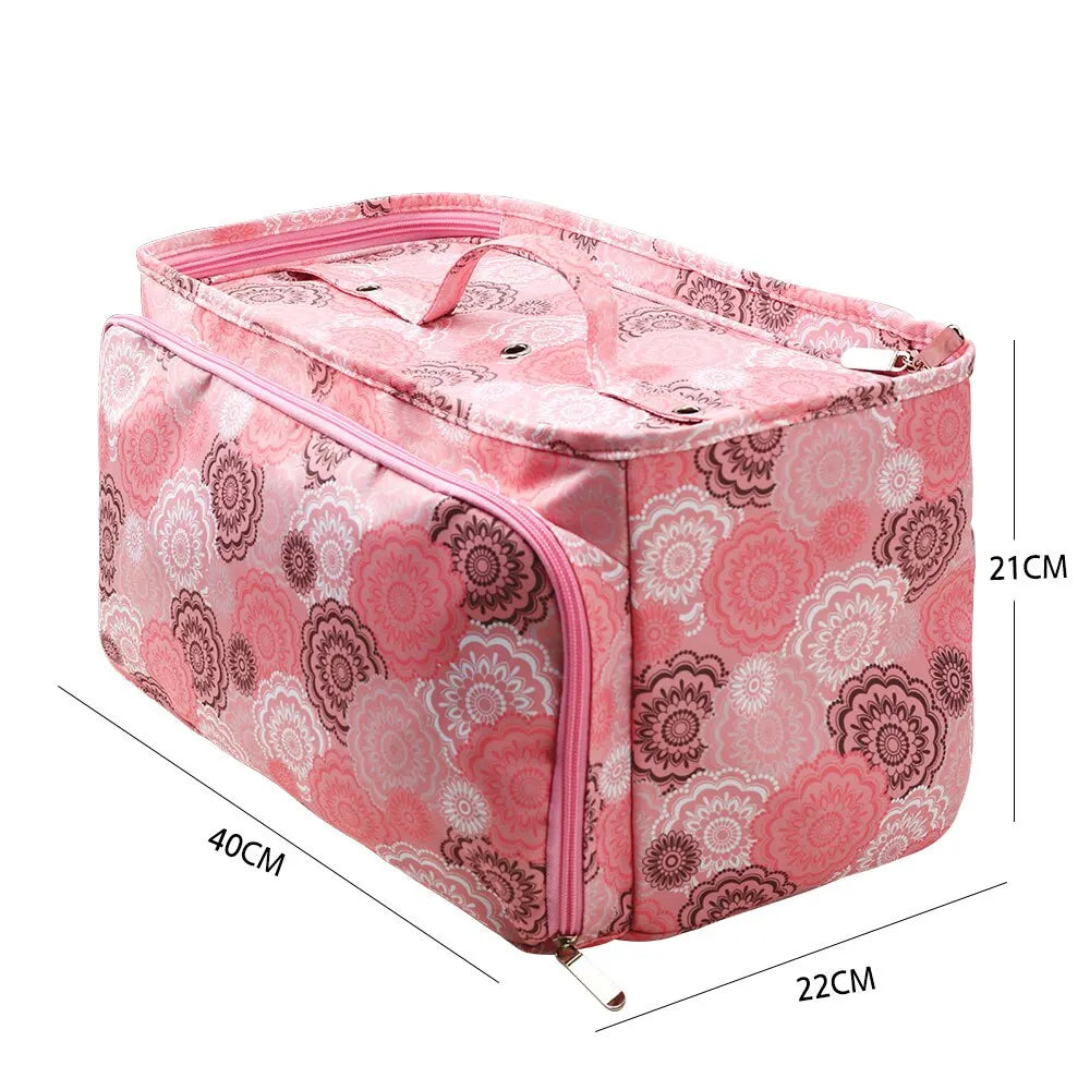 Portable Multifunctional Knitting Yarn Storage Bag Crochet Organizer with Carry Handle and Shoulder Strap