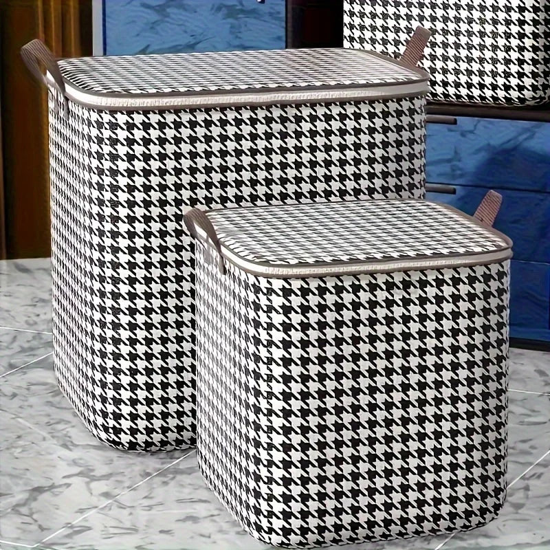Extra Large Plaid Foldable Storage Box with Handles – 180L