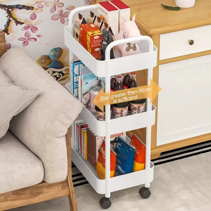 5 Tier Rolling Storage Trolley Cart Mobile Plastic Organiser Shelf with Wheels – Black