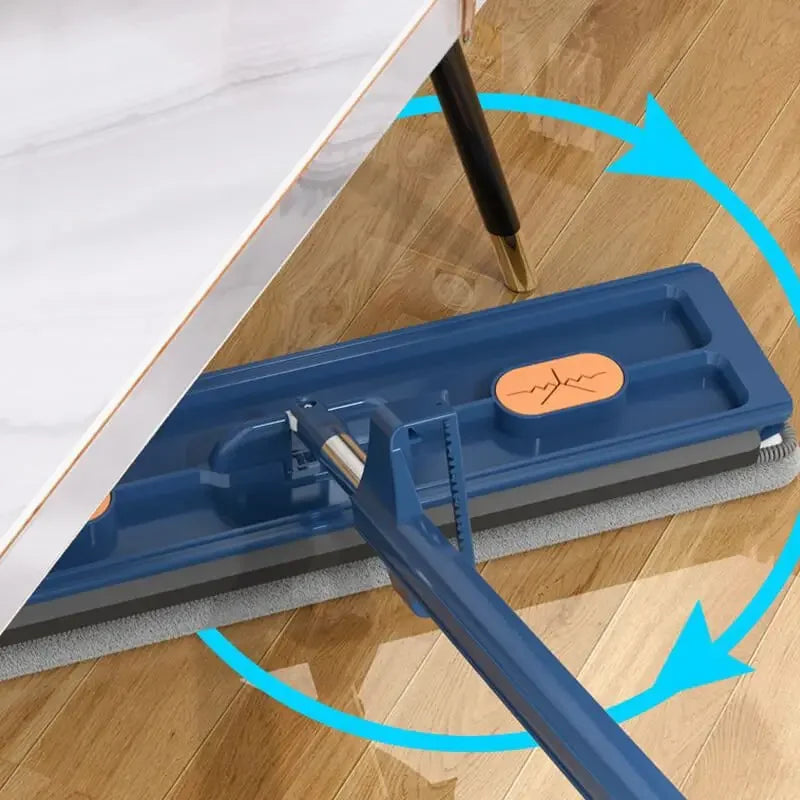 Flat Mop Microfiber Floor Cleaner Slide Type Wet Dry Cleaning Mop Rag 4 Pcs Blue