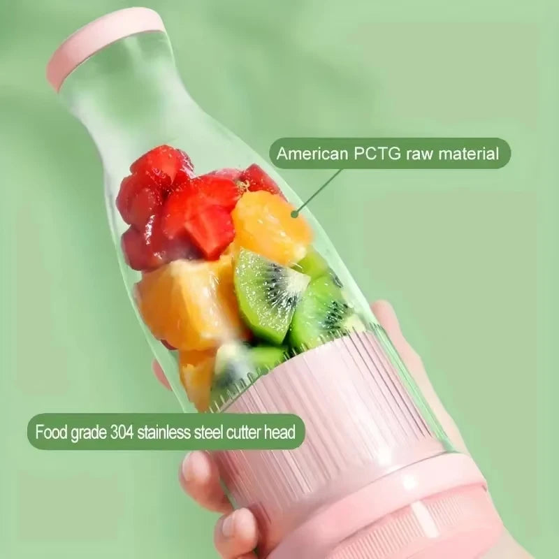 Portable Electric Juicer Cup 6-Blade USB Rechargeable Fruit Blender – White