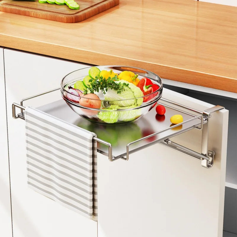 Stainless Steel Foldable Countertop Storage Rack – Space-Saving Stackable Shelf -  Silver