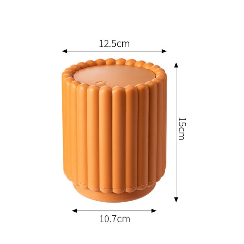 Mini Desk Rubbish Bin Sunflower Design Press-Top Lid Small Waste Bin - Purple