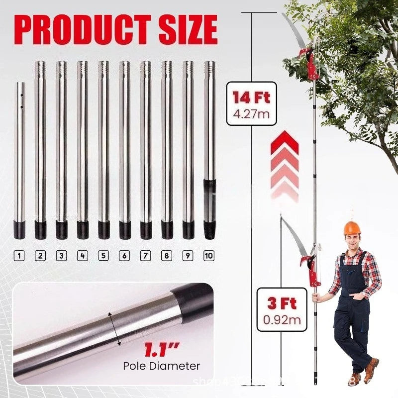 Extendable Tree Pruner 3.2m Pole Saw Branch Cutter SK5 Steel Garden Pruning Tool