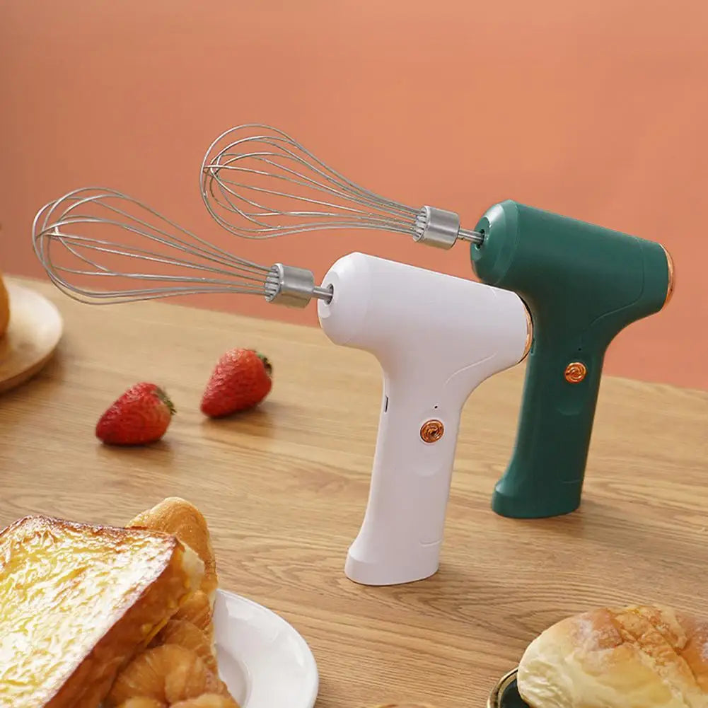Electric Hand Mixer USB Rechargeable Cordless Food Whisk with Dual Beaters One Touch Control – Green