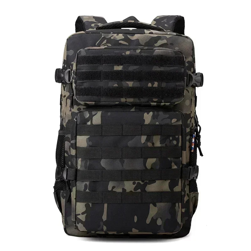 Tactical Backpack 35L Waterproof Nylon Camping Hiking Rucksack - Black