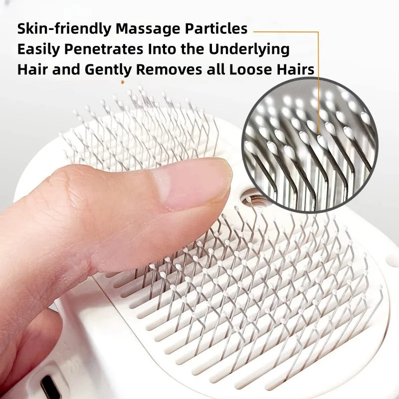 Pet Grooming Brush 3 In 1 Spray Massage Hair Removal Comb Electric Fur Care Tool - Pink