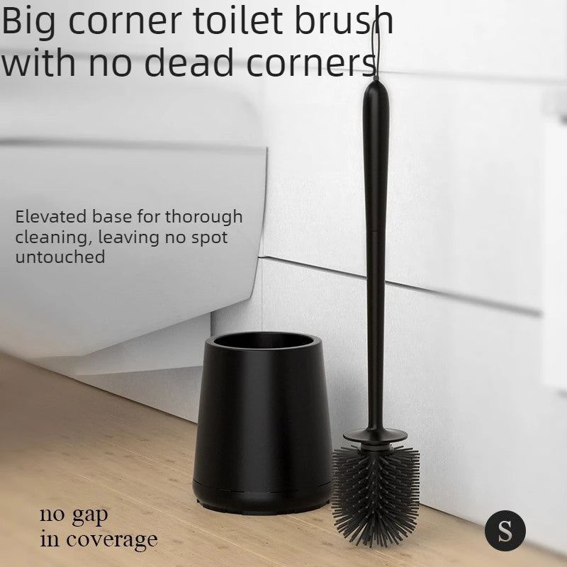 Toilet Brush Floor Standing Soft TPR Silicone Head Bathroom Cleaner - White