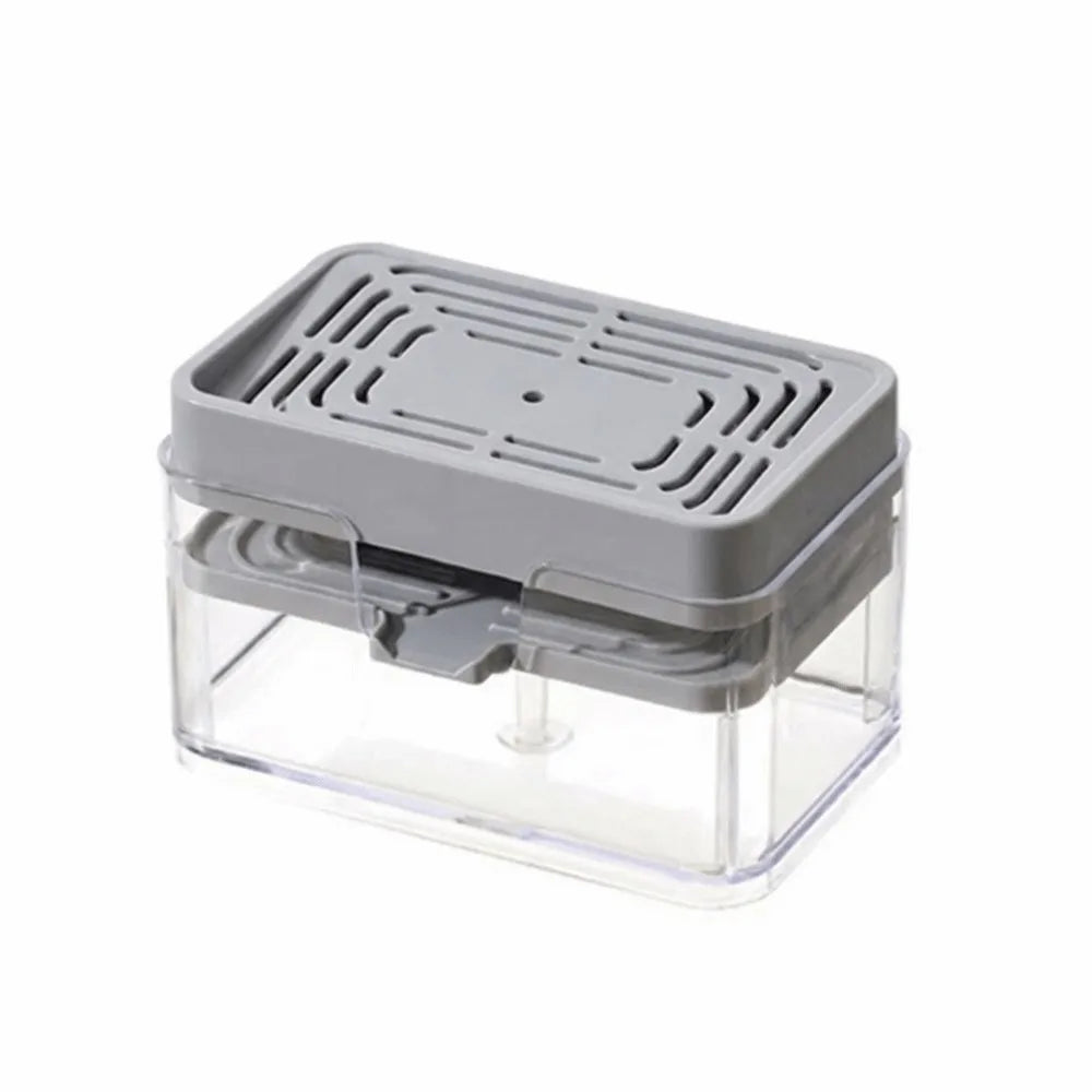 Dish Soap Dispenser 13.5cm Press Type Sponge Holder - Grey