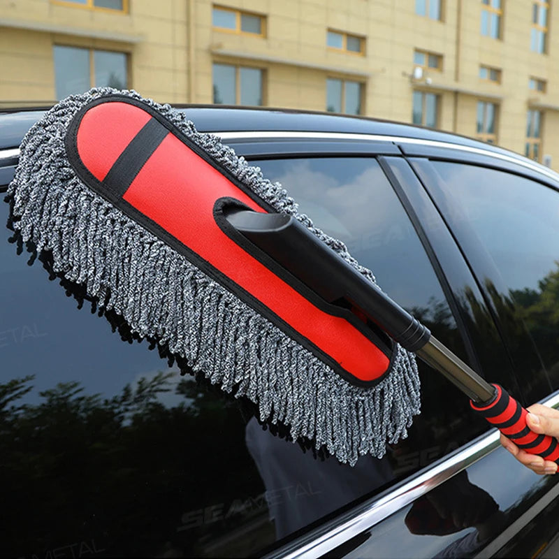 Car Cleaning Mop Retractable Microfibre Dust Wax Removal Brush Kit with Detail Brush