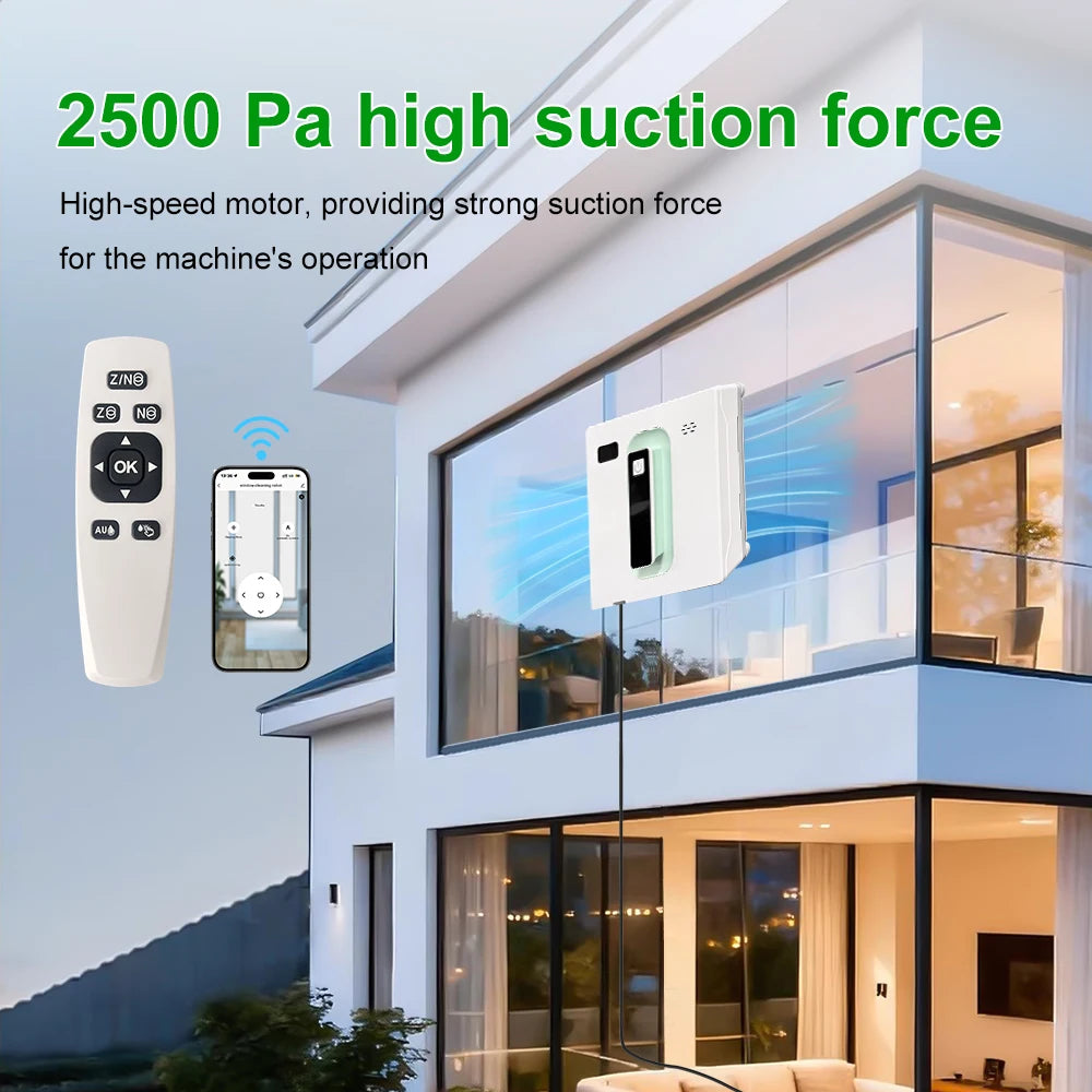 Window Cleaning Robot Dual Spray Automatic Glass Cleaner with APP and Remote Control – White