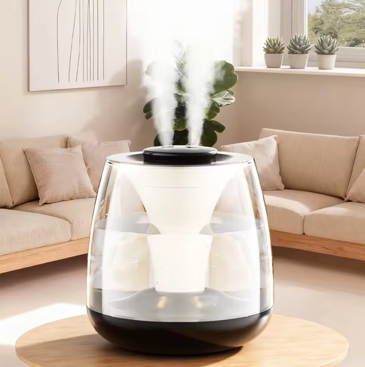 Portable USB Air Humidifier 3L Double Mist Aroma Diffuser Touch Control - Black