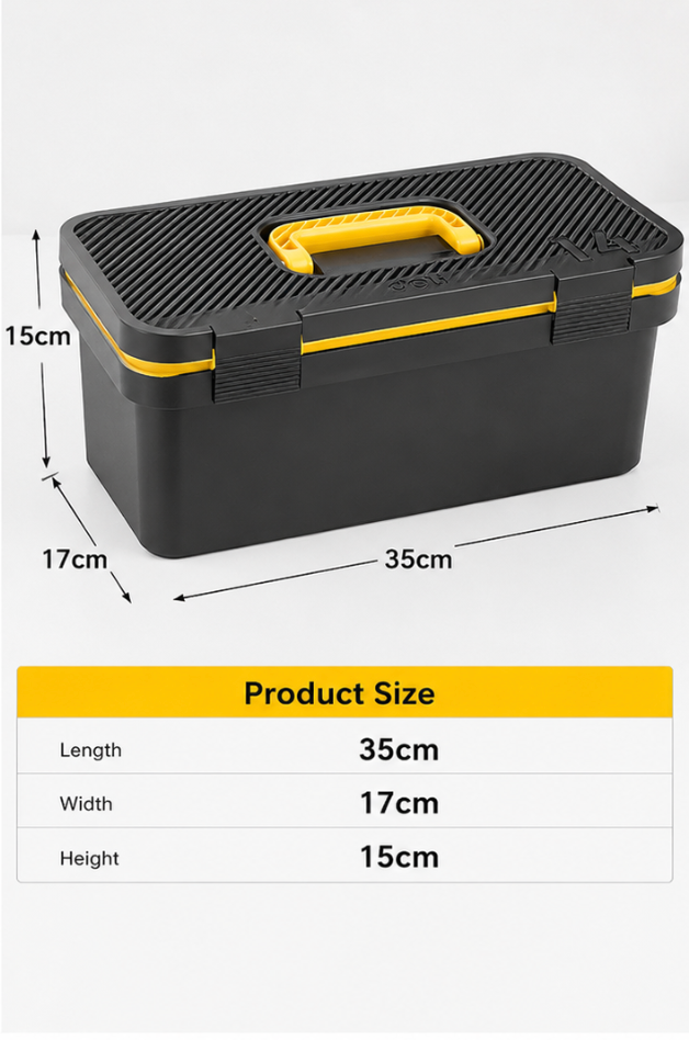 Portable Heavy Duty Tool Storage Box 35 cm Plastic Organizer Case with Carry Handle