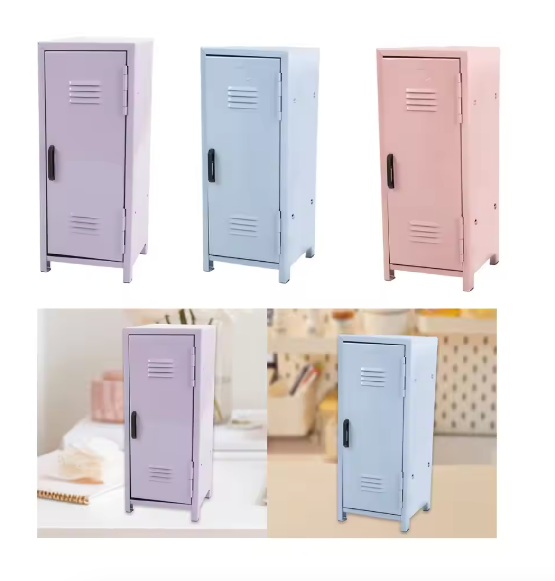 Storage Cabinet Portable Metal Desktop Locker 2 Tier Organizer - Purple