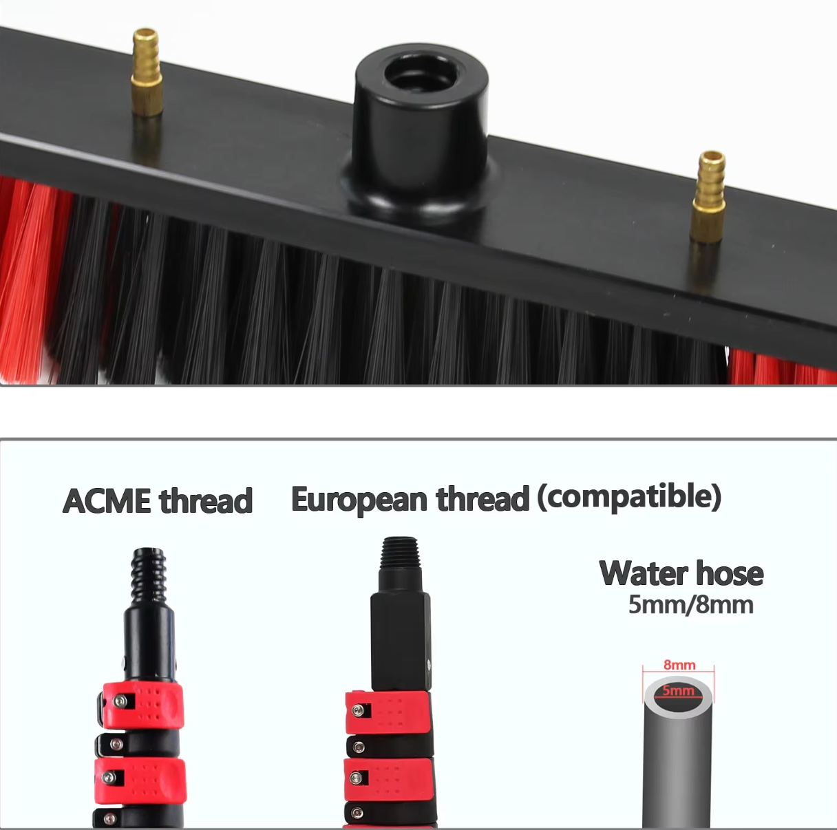 Portable Water Fed Cleaning Brush Head 550mm High Density Bristle Tool for Window and Solar Panel Cleaning