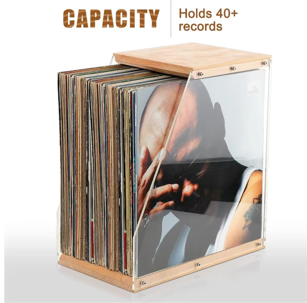 Wooden Desktop Record Rack Heavy Duty Vinyl Record Display Organizer Solid Wood Book Storage Stand