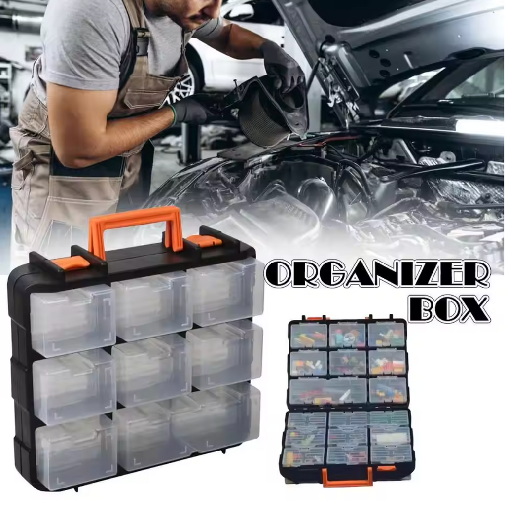 Portable 16 Compartment Plastic Tool Organizer Box Detachable Storage Case for Screws Nuts and Bolts