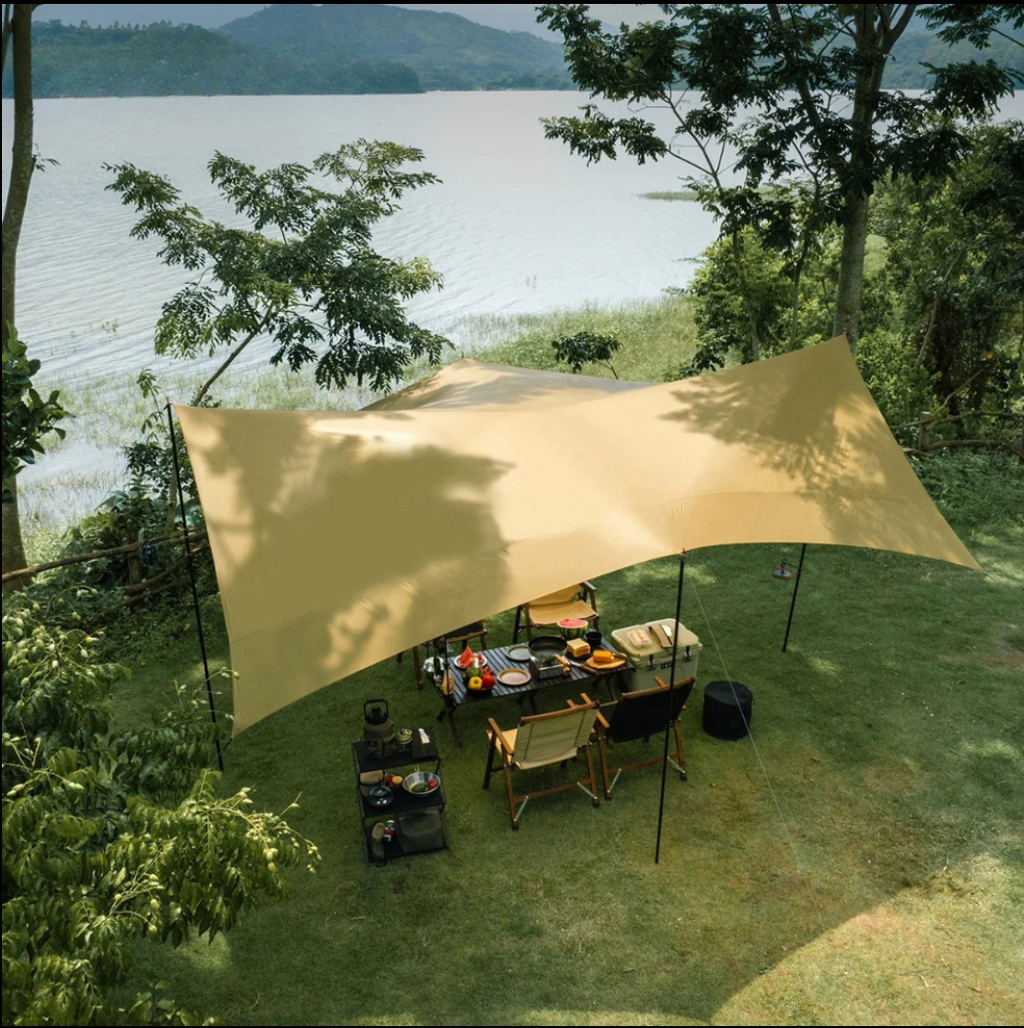 Camping Canopy Tarp Waterproof Ultralight 15D Outdoor Sun Shelter - Grey