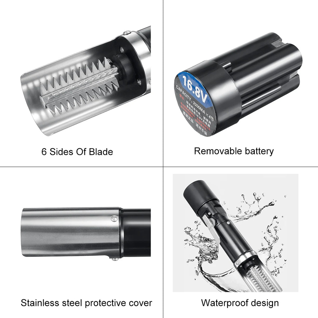 120W Rechargeable Electric Fish Scaler 8800mAh Portable Seafood Cleaner - Gray