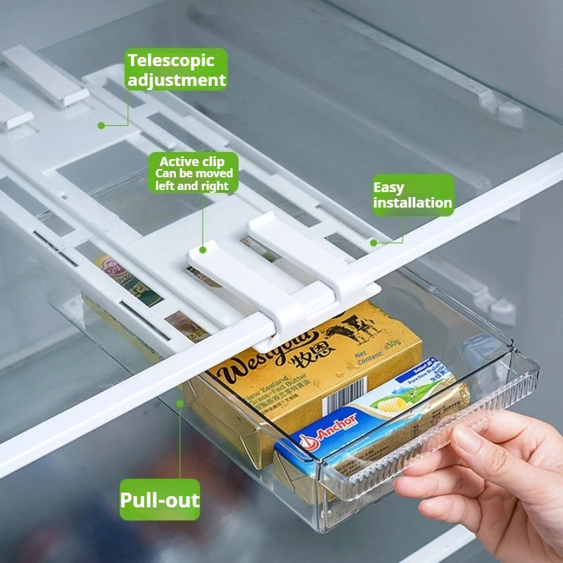 Small Pull-Out Refrigerator Organizer Drawer Clear Fridge Storage Bin