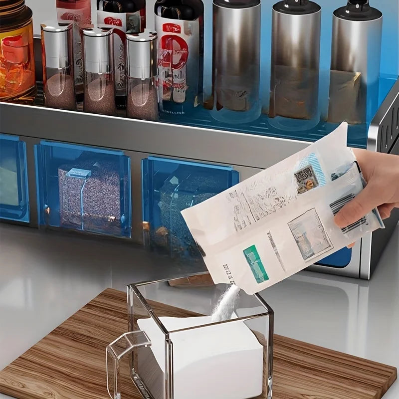 Wall Mounted Kitchen Spice Rack Set with Sealed Containers and Dispensers No Drilling Required