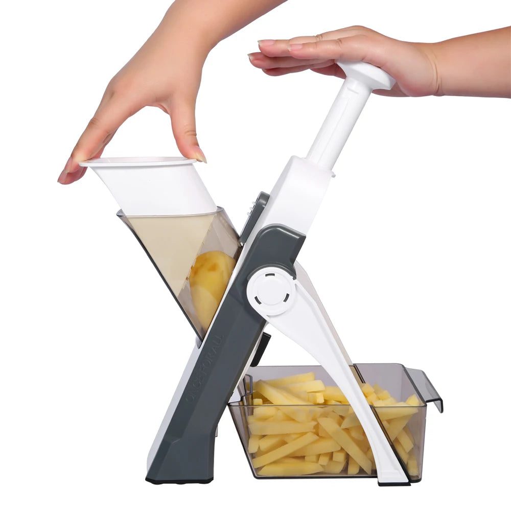 Vegetable Cutter Mandoline Slicer Food Chopper Dicer Kitchen Tool - Grey