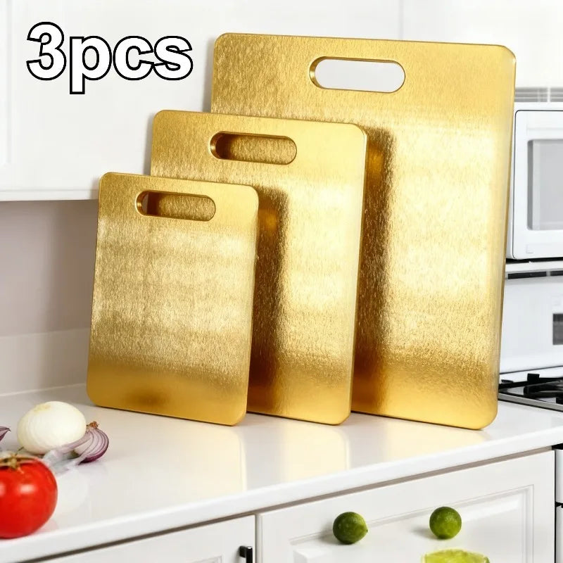 Stainless Steel Cutting Board Set 3 Piece Chopping Boards with Scale - Gold