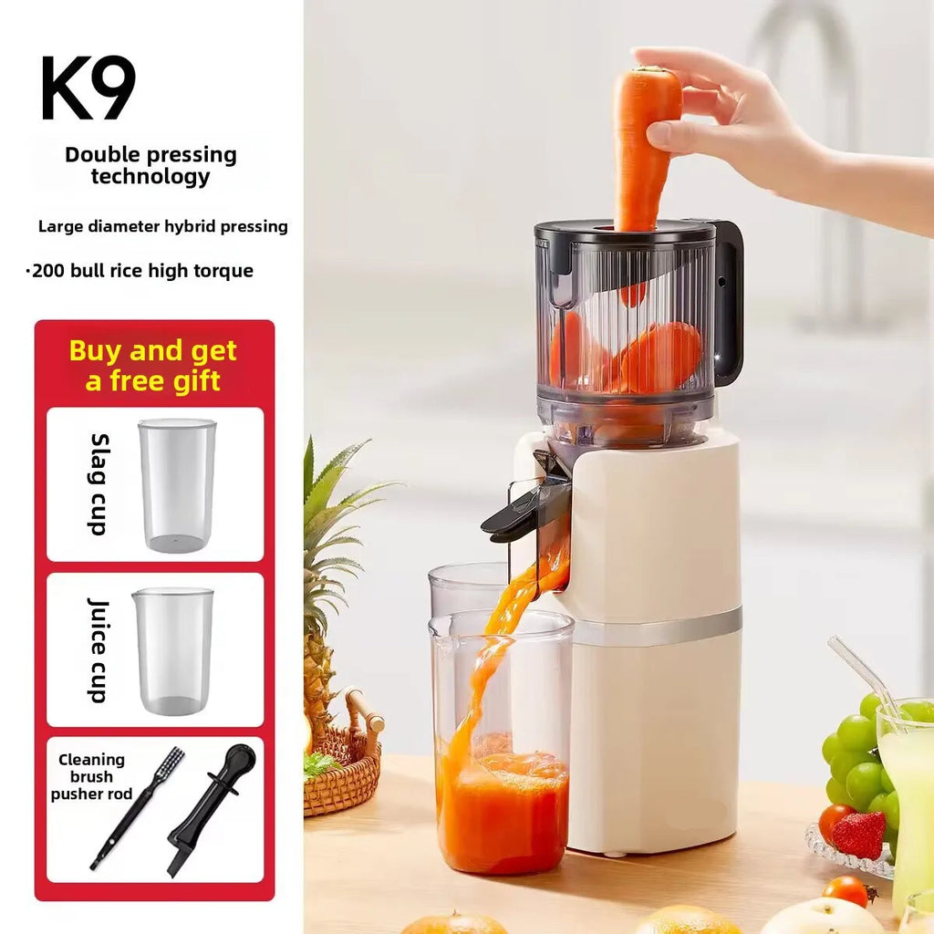 Slow Juicer 200W Wide Mouth Cold Press Fruit and Vegetable Extractor with Pulp Separation – White