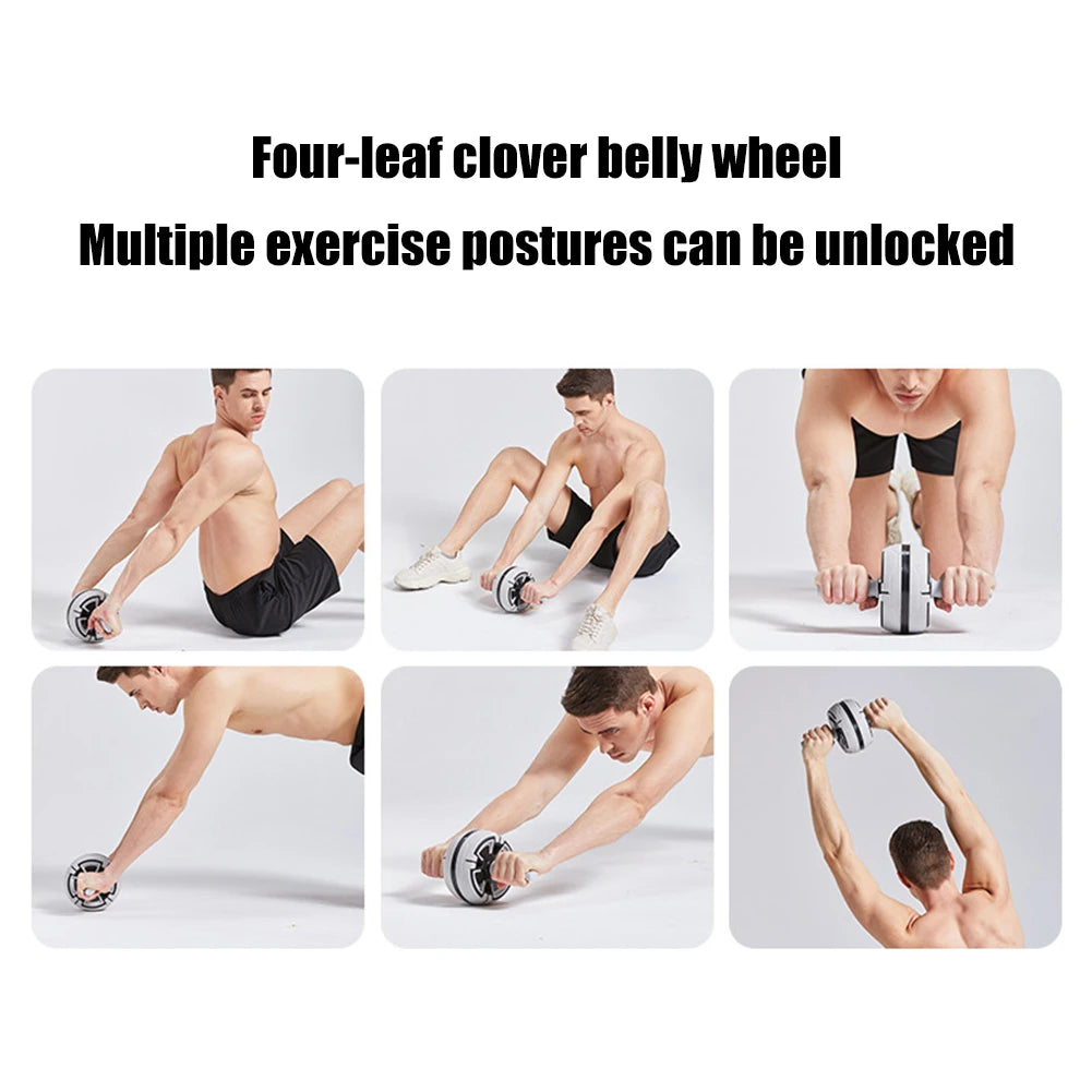 Abdominal Rebound Roller Anti Slip Core Strength Trainer Detachable Single Wheel Fitness Tool - Gray