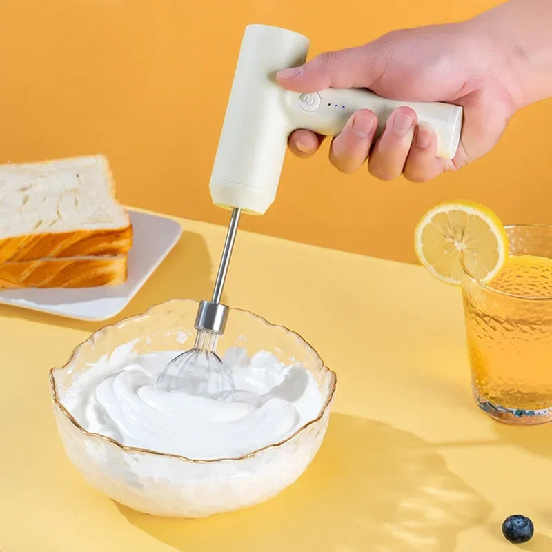 Electric Egg Beater USB Rechargeable 3 Speed Handheld Mixer with 2 Stainless Steel Whisks