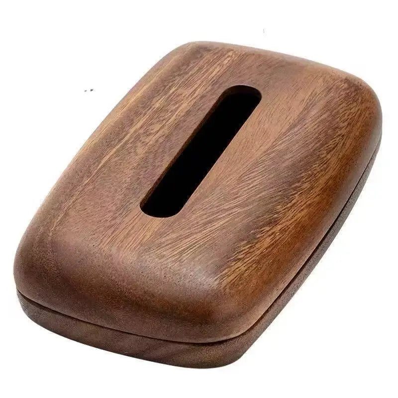 Solid Wood Tissue Box Cover Walnut Finish Desktop Tissue Holder for Home Office and Bathroom – Walnut