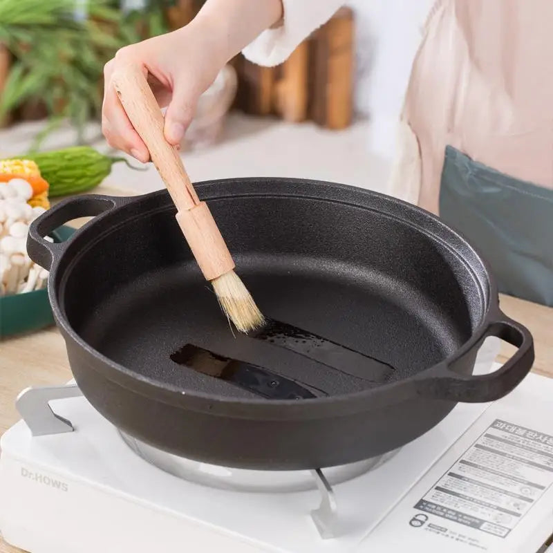 Cast Iron Frying Pan 28cm Flat Bottom Deep Skillet Cookware