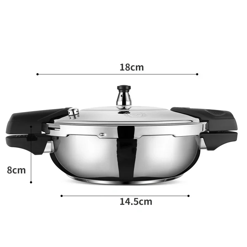 Stainless Steel Pressure Cooker 1.8L Portable Quick Cooking Pot Induction Compatible – Silver
