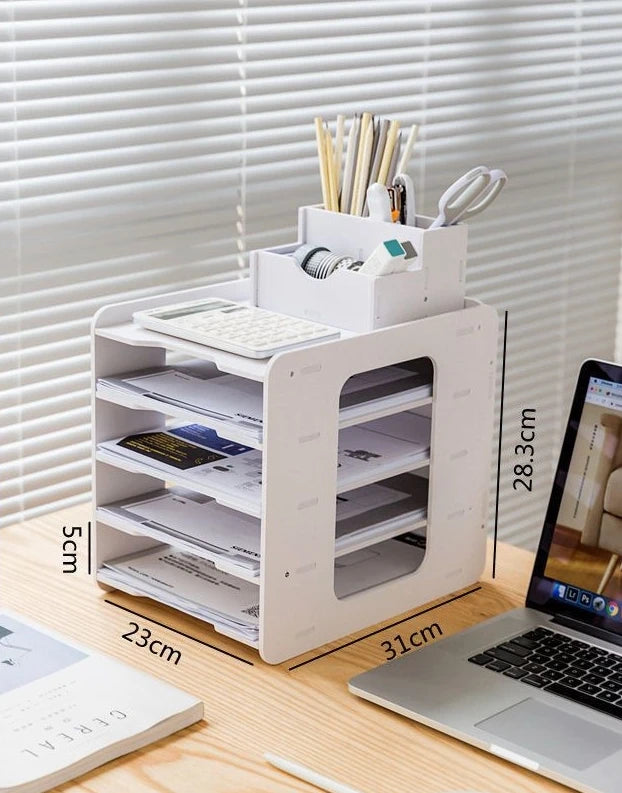Portable Heavy Duty A4 Paper Desk Organizer 5 Tier Document Storage Rack - Small