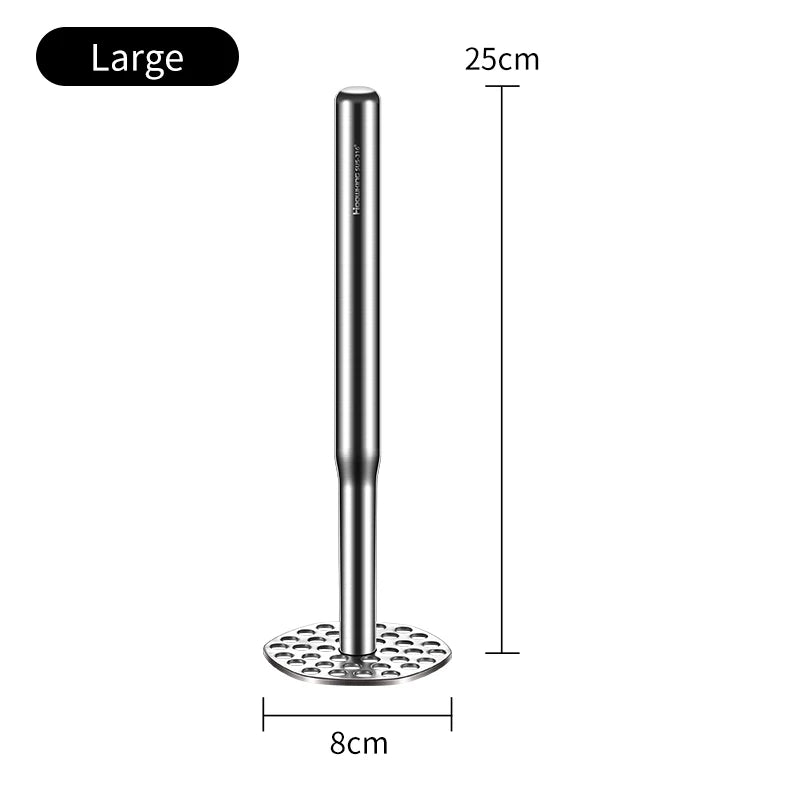 304 Stainless Steel Potato Masher Heavy Duty Vegetable and Fruit Masher Kitchen Food Crusher – Large