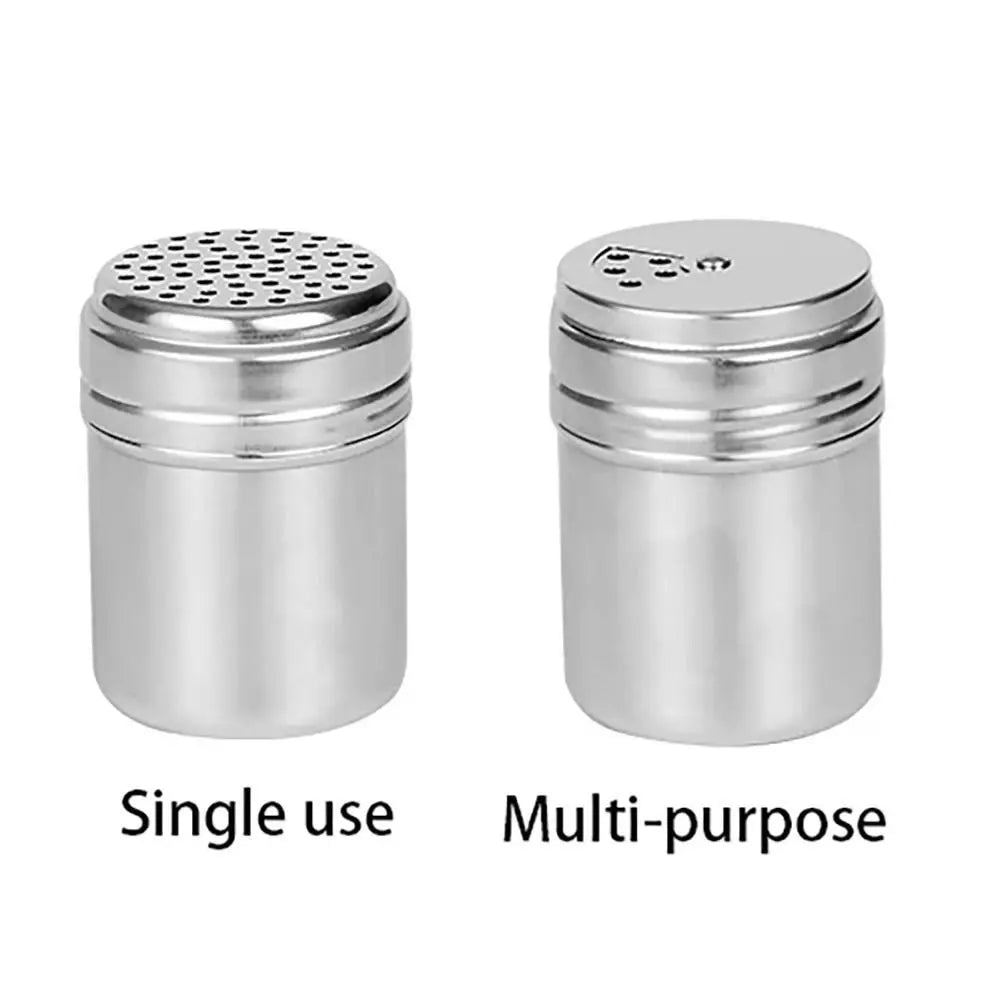 Seasoning Shaker Large Stainless Steel Spice Jar with Rotating Lid - Silver