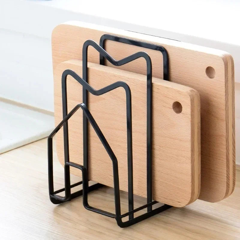 Multi-Layer Pot Lid & Cutting Board Holder Rack Kitchen Organizer Stand – Black