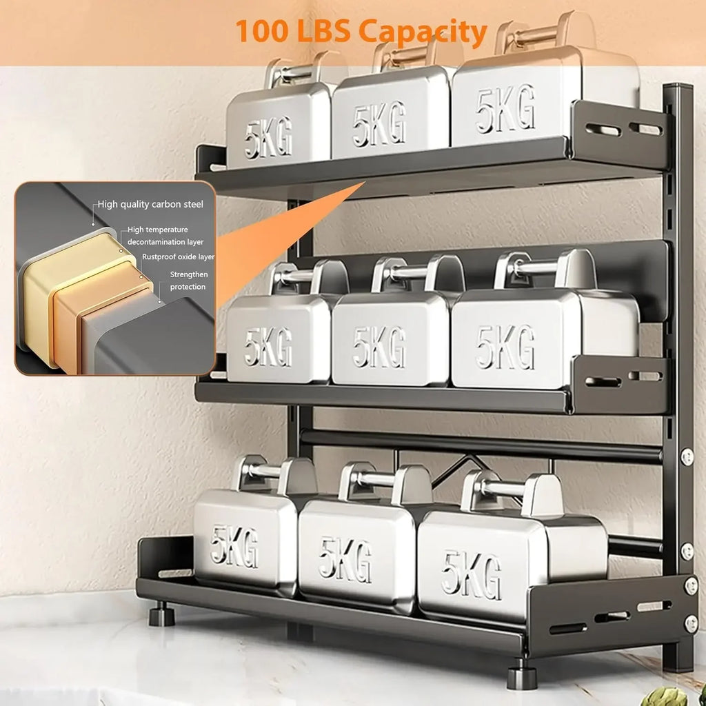 3 Tier Spice Storage Rack 40cm Adjustable Steel Countertop Organizer Black