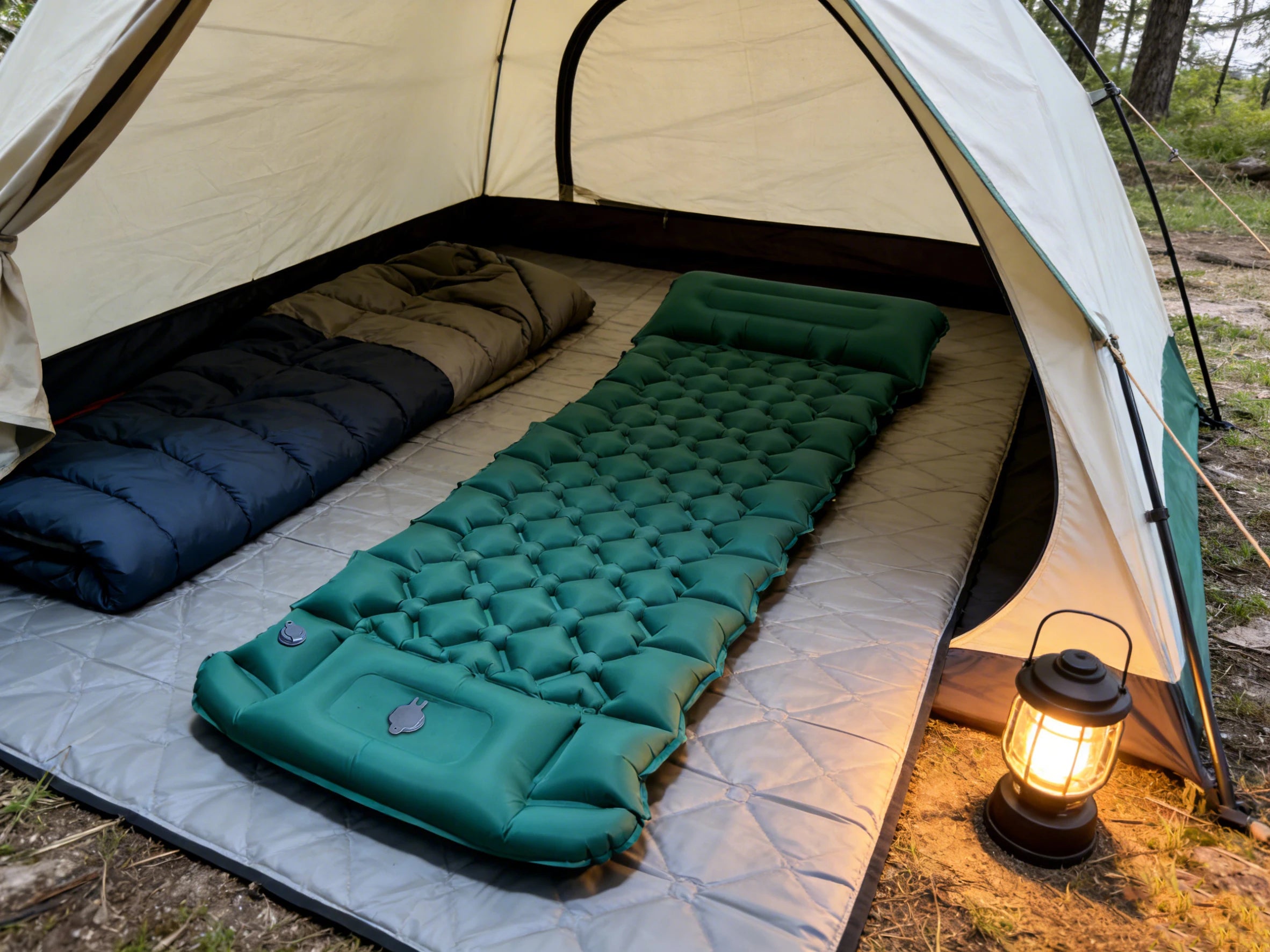 Inflatable Mattress 206cm Portable Hiking Bed with Built in Foot Pump – Grey