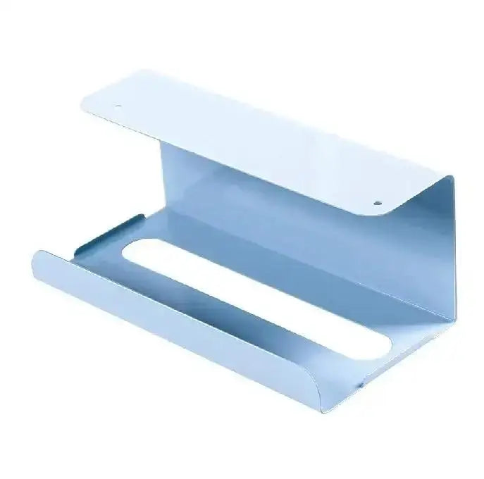 Under Cabinet Paper Towel Holder No Drill Hanging Iron Kitchen Tissue Roll Rack – Blue