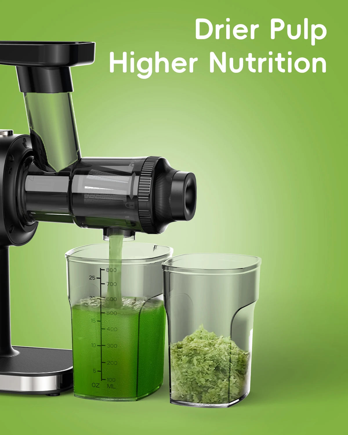 Cold Press Juicer Slow Masticating Fruit Vegetable Juice Extractor with Reverse Function – Black