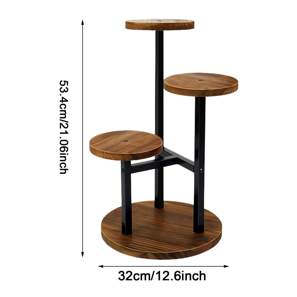 Plant Stand 3 Tier Floor Shelf Metal Flower Pot Display Rack - Brown
