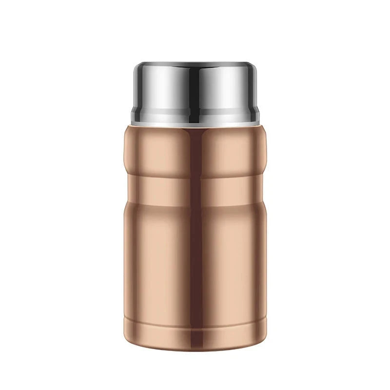 750ml Stainless Steel Insulated Food Thermos Jar with Folding Spoon – Gold