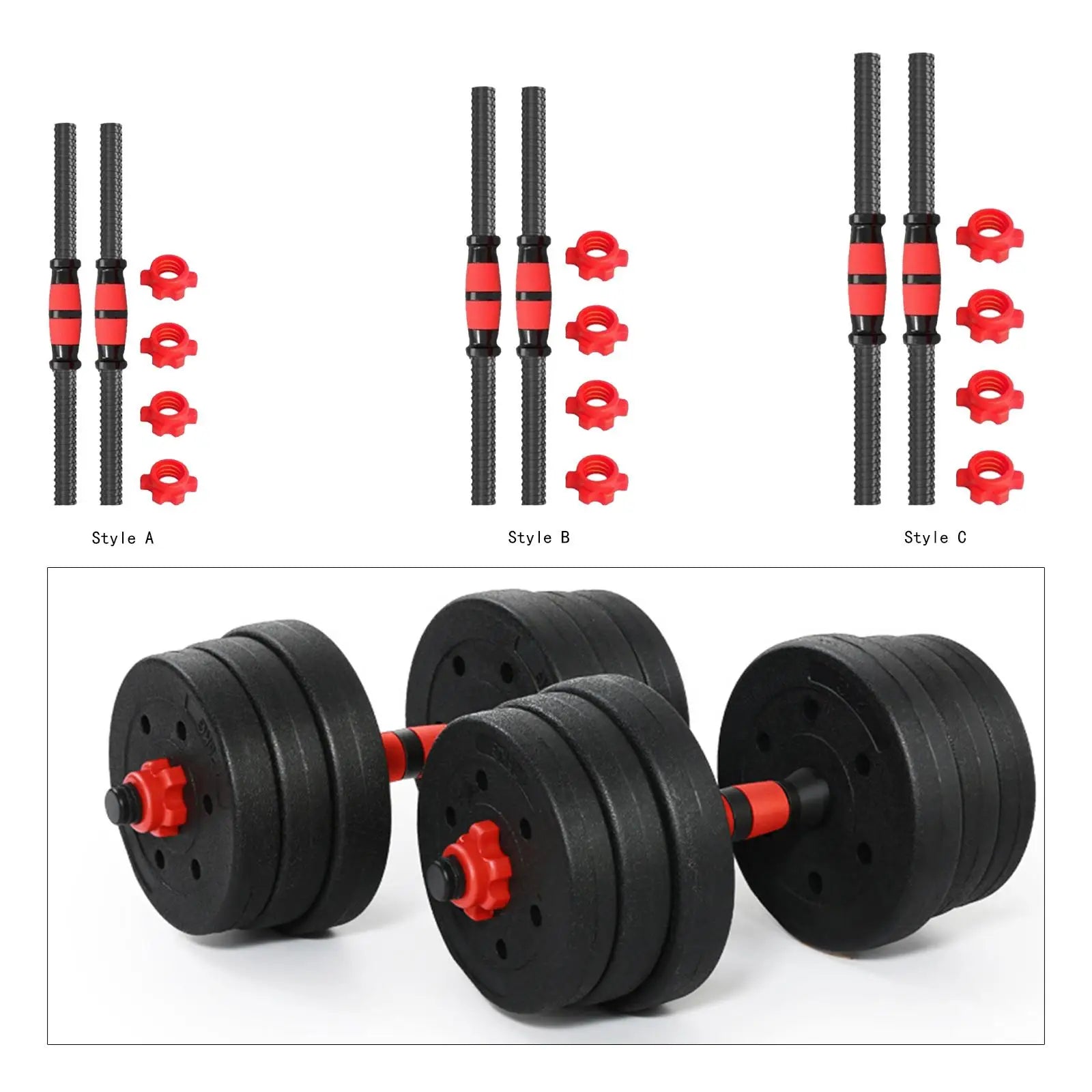 Dumbbell Bars Set 2 Pack Adjustable Steel Handles with Spinlock Nuts for Strength Training - 35cm