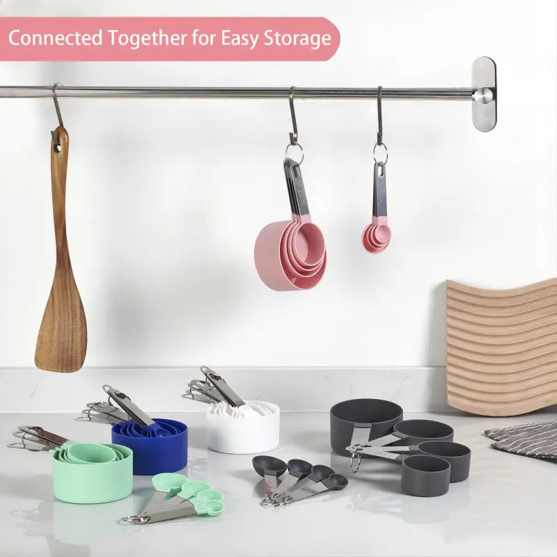 10-Piece Measuring Cups and Spoons Set Nesting Kitchen Baking Tools – Black