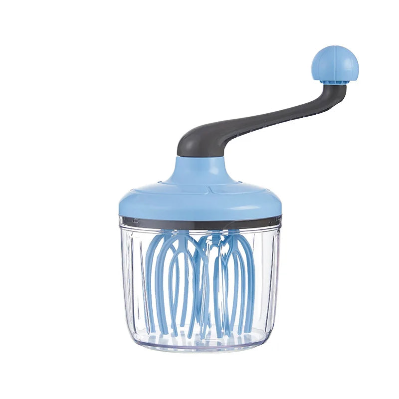 Manual Hand Crank Egg Beater Food Mixer Cream Whisk with Non-Slip Base – Blue