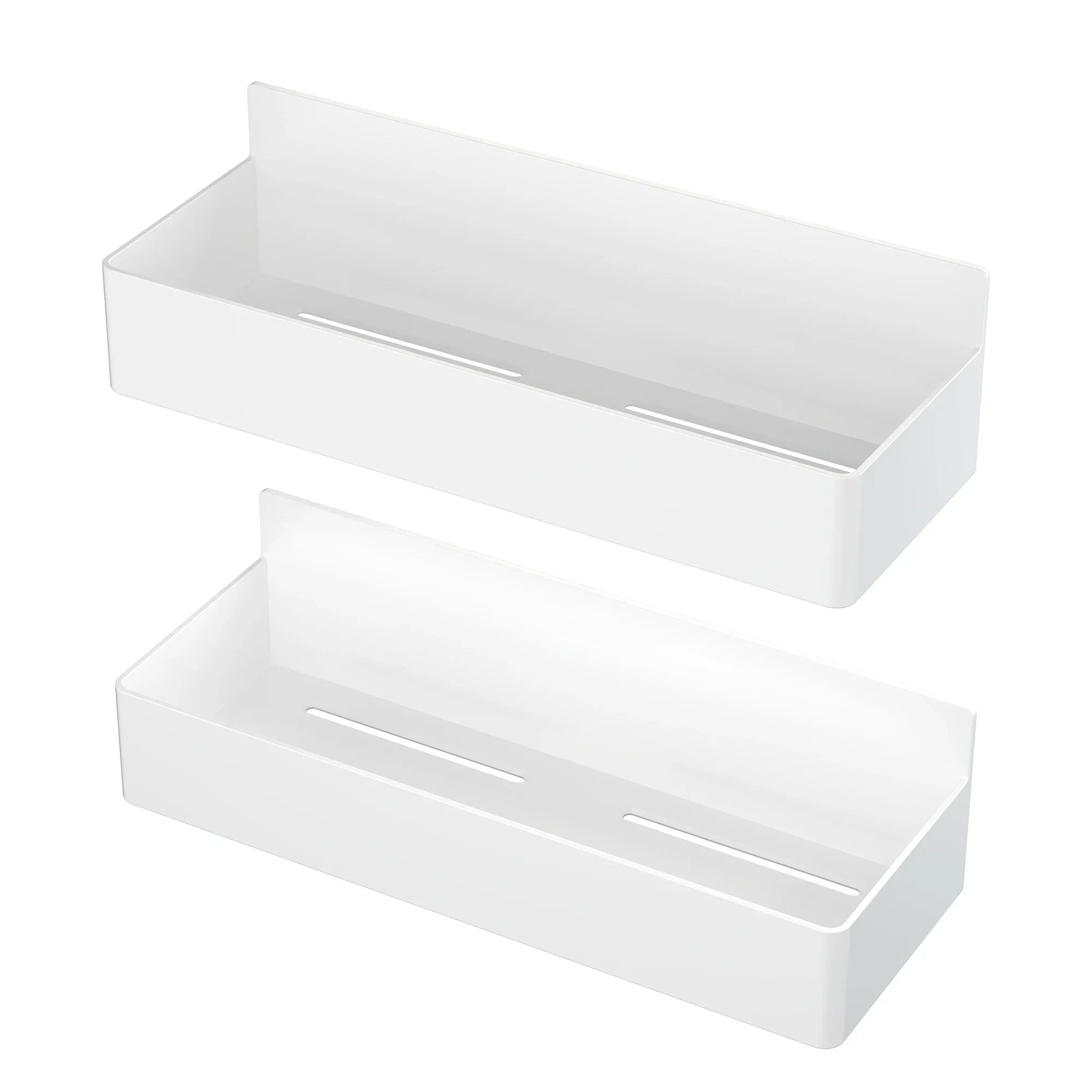 2-Tier Magnetic Refrigerator Storage Shelves Plastic Spice Organizer Rack – White