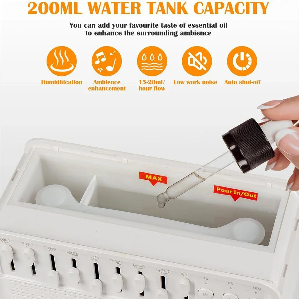 Speaker Humidifier Portable LED Night Light 200ml USB Desktop Aroma Machine White