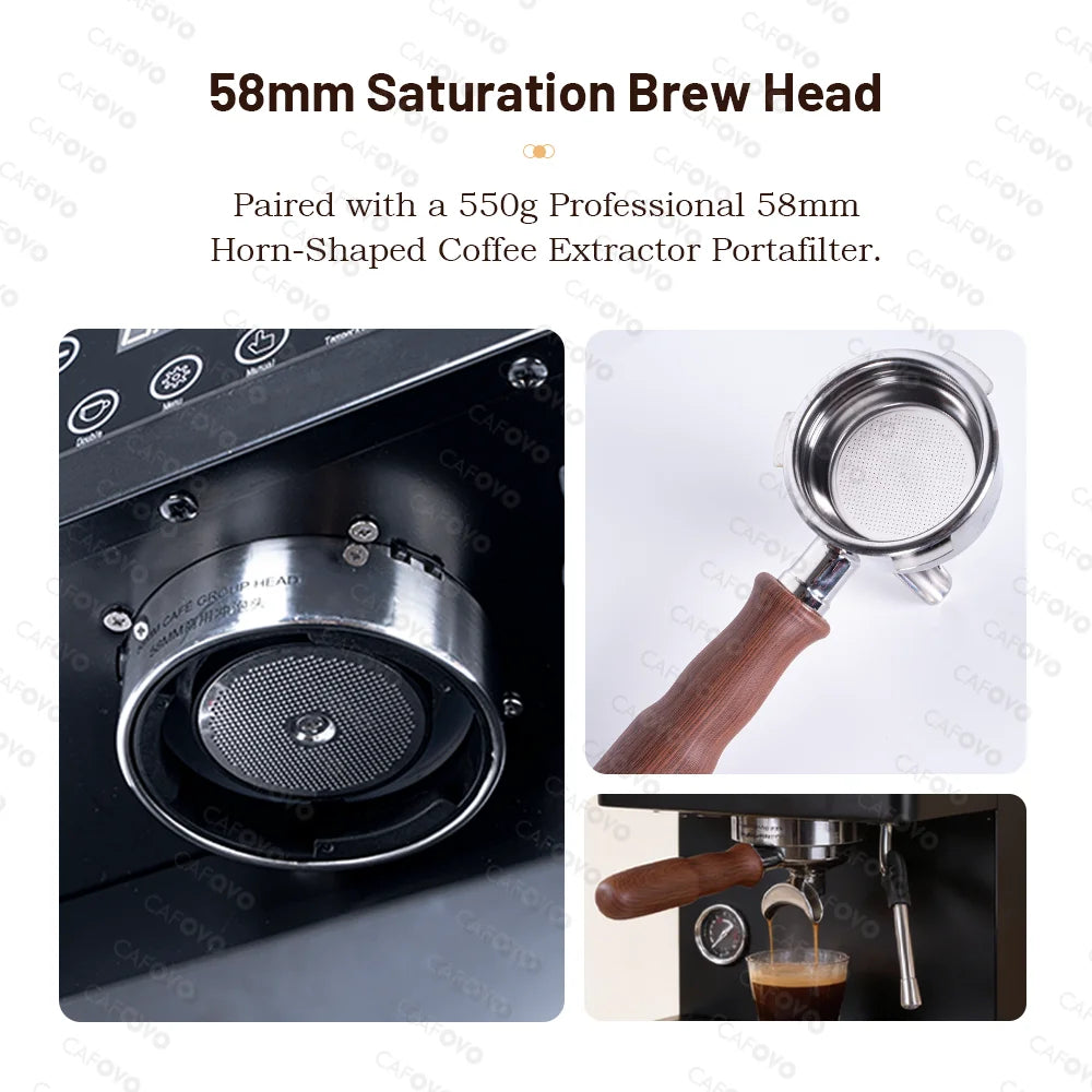 Coffee Machine 2L 1600W Dual Thermoblock Semi Automatic Espresso Maker – Black